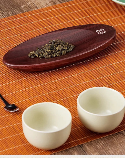 Báscula digital de madera para té